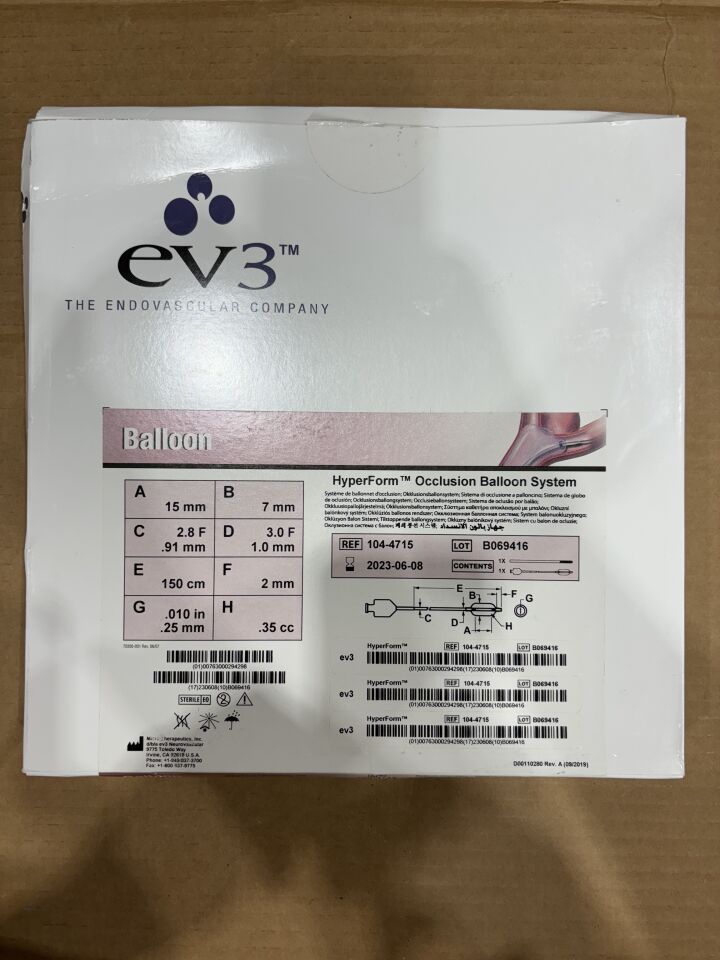 104-4715 - EV3 - HyperForm Occlusion Balloon System - 7mm x 15mm (Balloon Catheter), .010" x 200cm, (EA) - ( Expiry Date: 2023-11-13 )