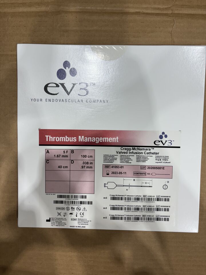 41053-01 - EV3 - Thrombus Management Cragg-McNamara Valved Infusion Catheter - 5Fr x 100cm x 40cm, () - ( Expiry Date: )