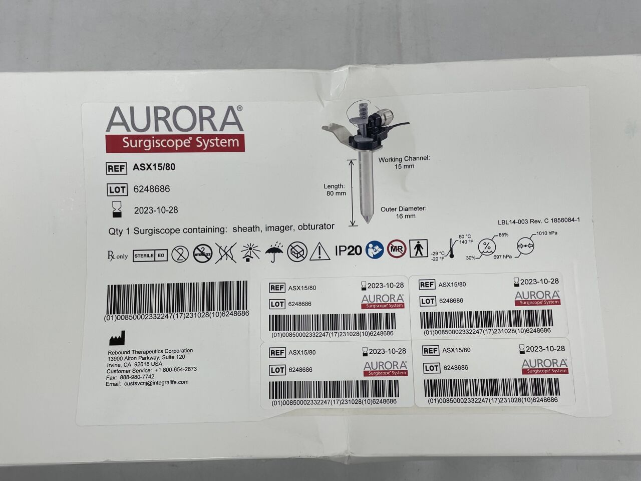 ASX15/80 - INTEGRA - aurora surgiscope system, (BX/1) - ( Expiry Date: 2023-10-28 )