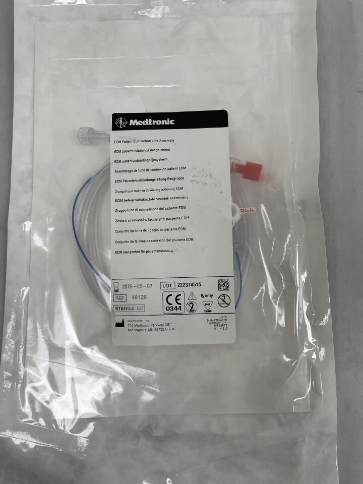 46126 - MEDTRONIC - EDM Patient Connection Line Assembly, 30 x 180 cm, Red End Plug, Stopcock , ( EA ) - ( Expiry Date : 2026-05-07 )