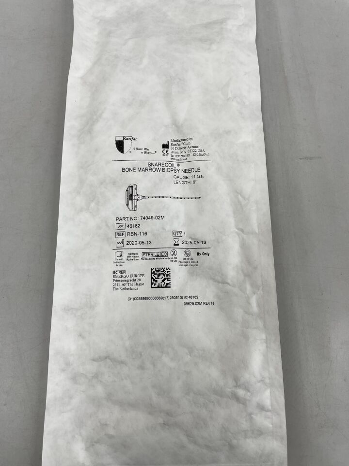 RBN-116 - RANFAC - snarecoil bone marrow biopsy needle 11g x 6" , ( EA ) - ( Expiry Date : 2025-05-13 )