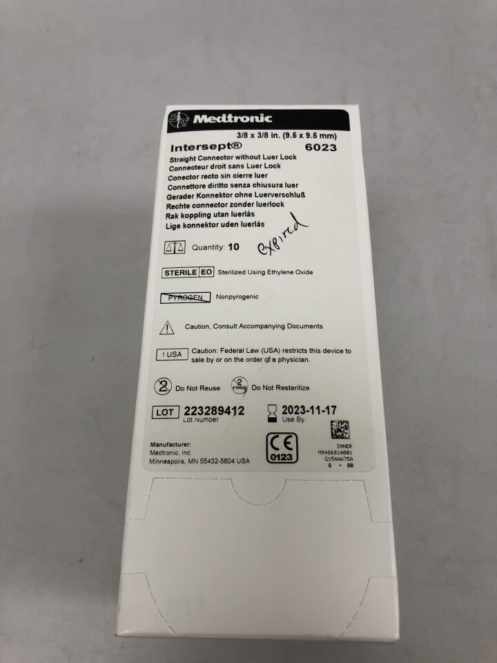 6023 - MEDTRONIC - Intersept Tubing Connector 3/8 X 3/8in, (BX/50) - ( Expiry Date: 2023-11-17 )