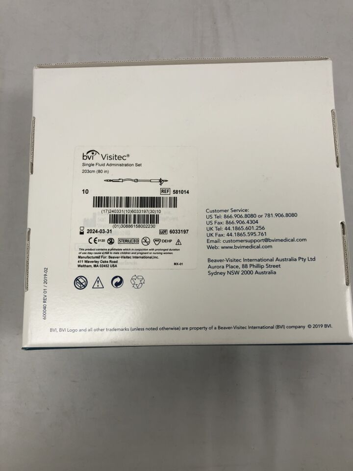 581014 - BEAVER VISITEC - Fluid Administration Set, 203cm, (BX/90) - ( Expiry Date: 2024-03-08 )