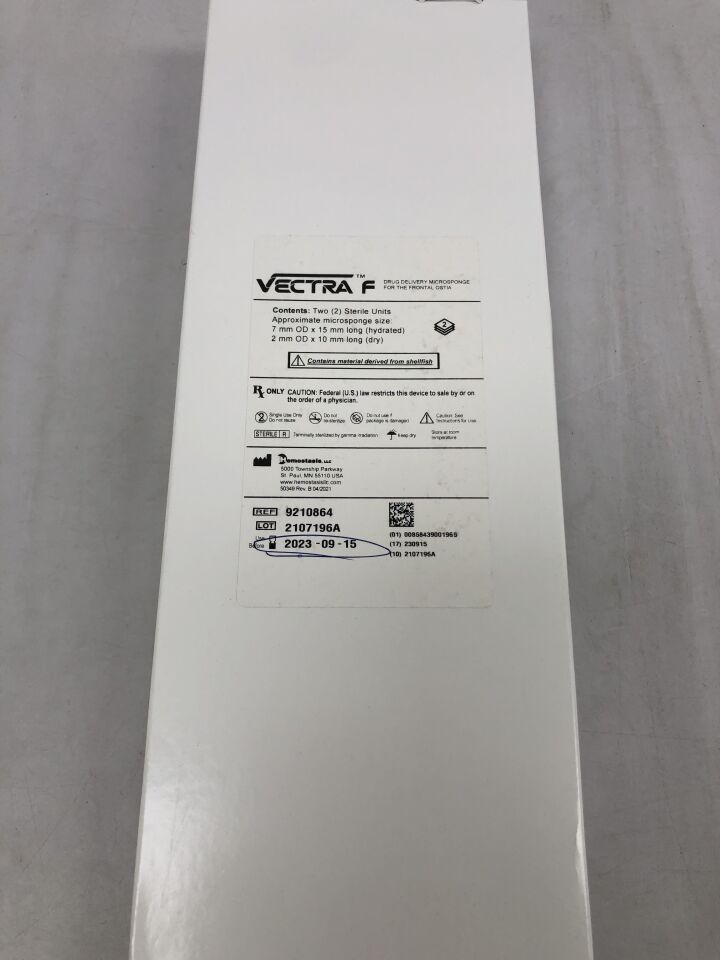 9210864 - HEMOSTASIS - Vectra F Drug Delivery Microsponge for the Frontal Ostia, 7mm outer diameter, 15mm long when hydrated, (BX/55) - ( Expiry Date: 2023-09-15 )