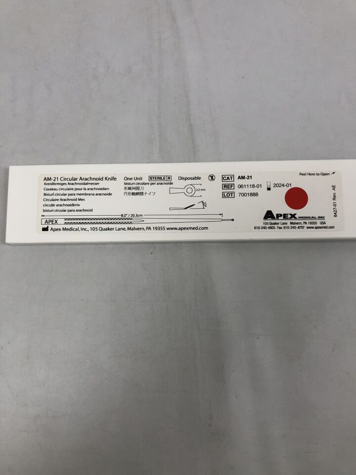 061118-01 - APEX - Circular Arachnoid Knife, (BX/20) - ( Expiry Date: 2024-01-31 )