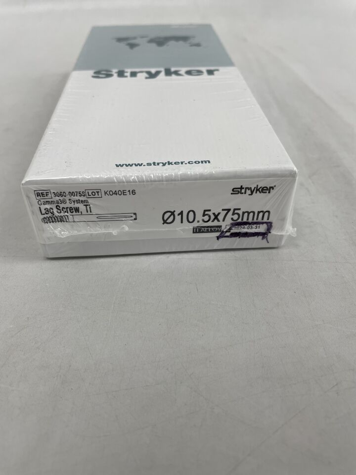 3060-0075S - STRYKER - Lag Screw, Ti, 10.5 x 75mm, (BX/49) - ( Expiry Date: 2024-03-31 )