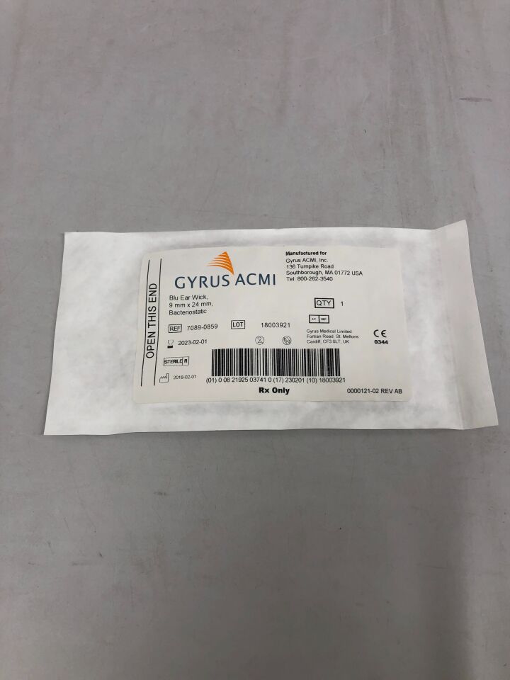 7089-0859 - GYRUS - blu ear wick, 9mm x 15mm, (EA) - ( Expiry Date: 2023-02-01 )