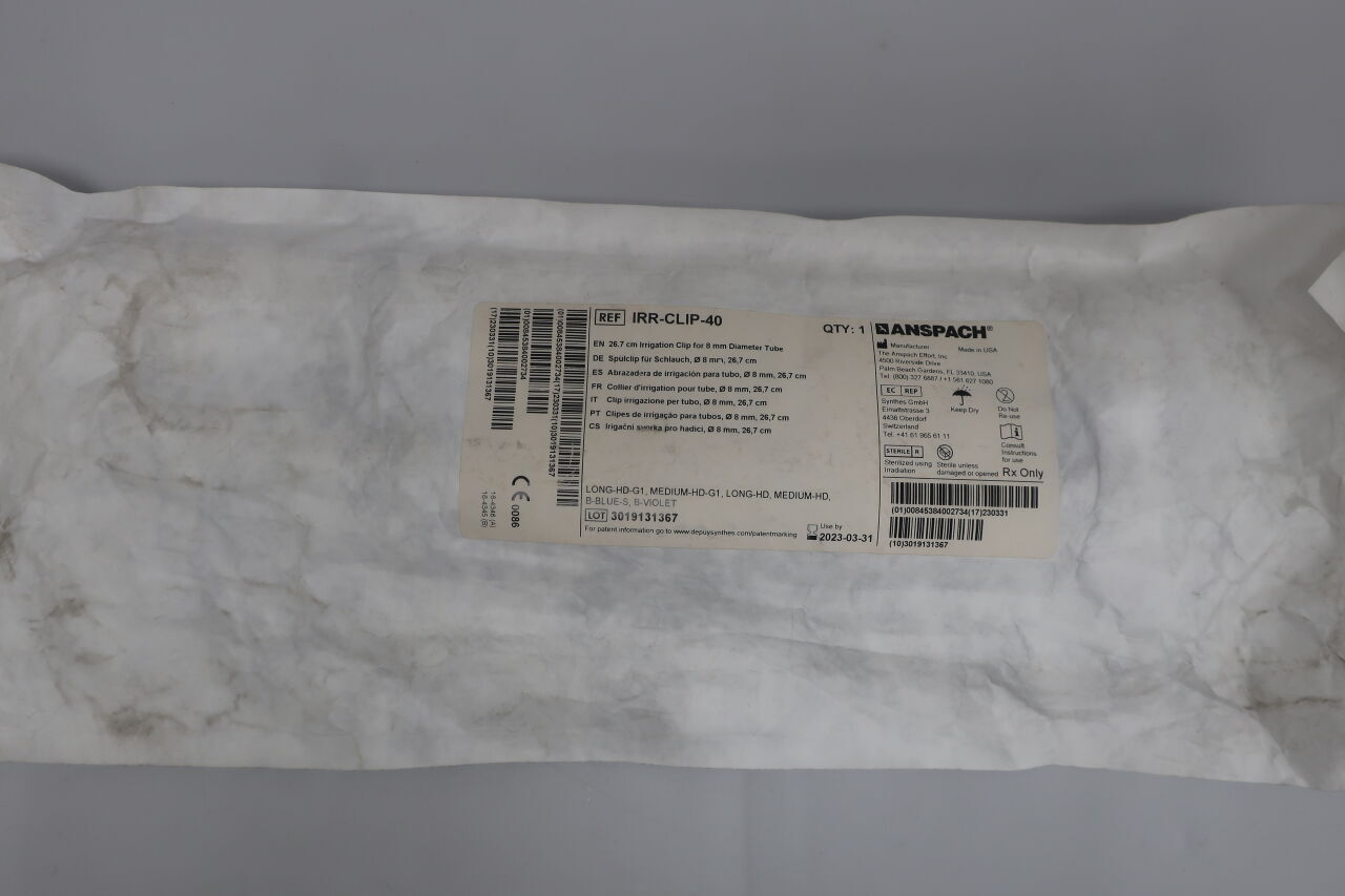 IRR-CLIP-40 - ANSPACH - 26.7 cm Irrigation Clip for 8 mm Diameter Tube, (EA) - ( Expiry Date: 2023-11-30 )