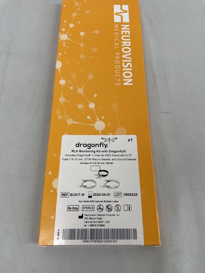 SCKIT-M - NEUROVISION MEDICAL - RLN Monitoring Kit with Dragonfly, EMG Electrode for ET tube 6-7mm, Stim Return and Ground Needle, (EA) - ( Expiry Date: 2024-04-04 )