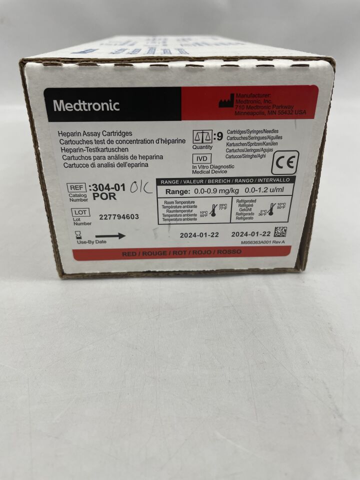 304-01POR - MEDTRONIC - heparin assay cartridges, () - ( Expiry Date: 2024-01-22 )