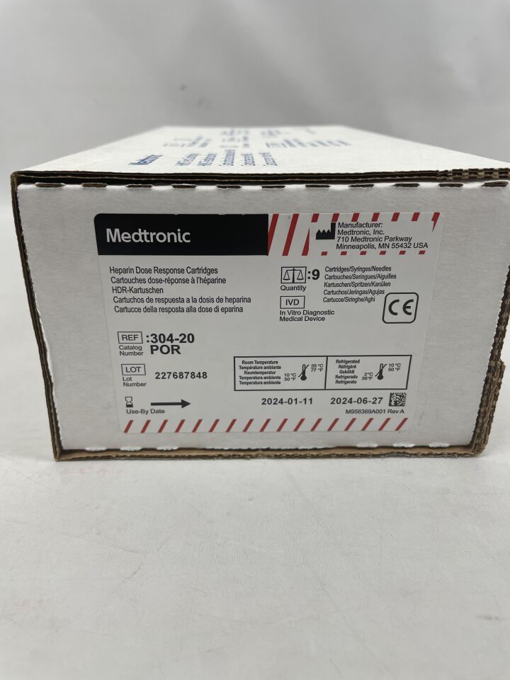 304-20POR - MEDTRONIC - 20 HMS Test Cartridges , (BX/9) - ( Expiry Date: 2024-06-27 )