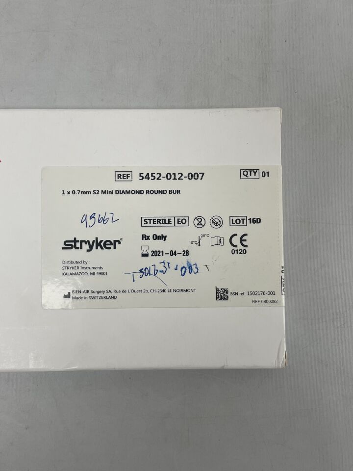 5452-012-007 - STRYKER - S2 Mini DIAMOND ROUND BUR, 1 x .07mm, (BX/1) - ( Expiry Date: 2021-04-28 )