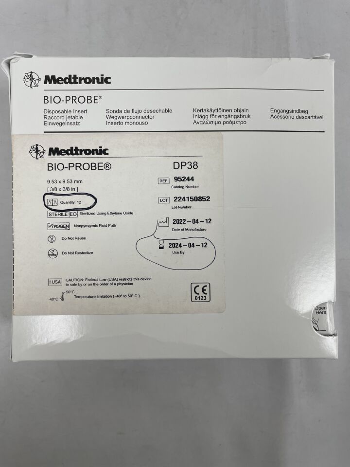 95244 - MEDTRONIC - BIO-PROBE DP38, 9.53 x 9.53mm, (BX/12) - ( Expiry Date: 2024-04-12 )