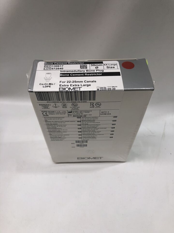 130617 - BIOMET - Intramedullary Bone Plug, Bone Cement Restrictor for 22-25mm canals, 30mm diameter, (BX/1) - ( Expiry Date: 2020-09-30 )