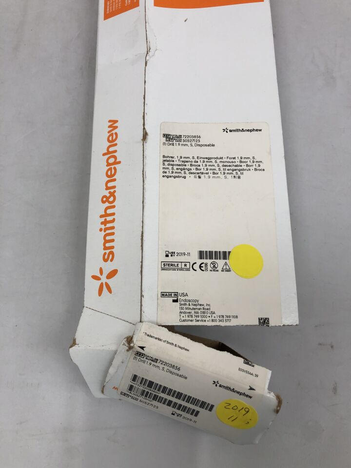 72203856 - SMITH & NEPHEW - twist drill, 1.9mm, s, (BX/1) - ( Expiry Date: 2019-11-01 )