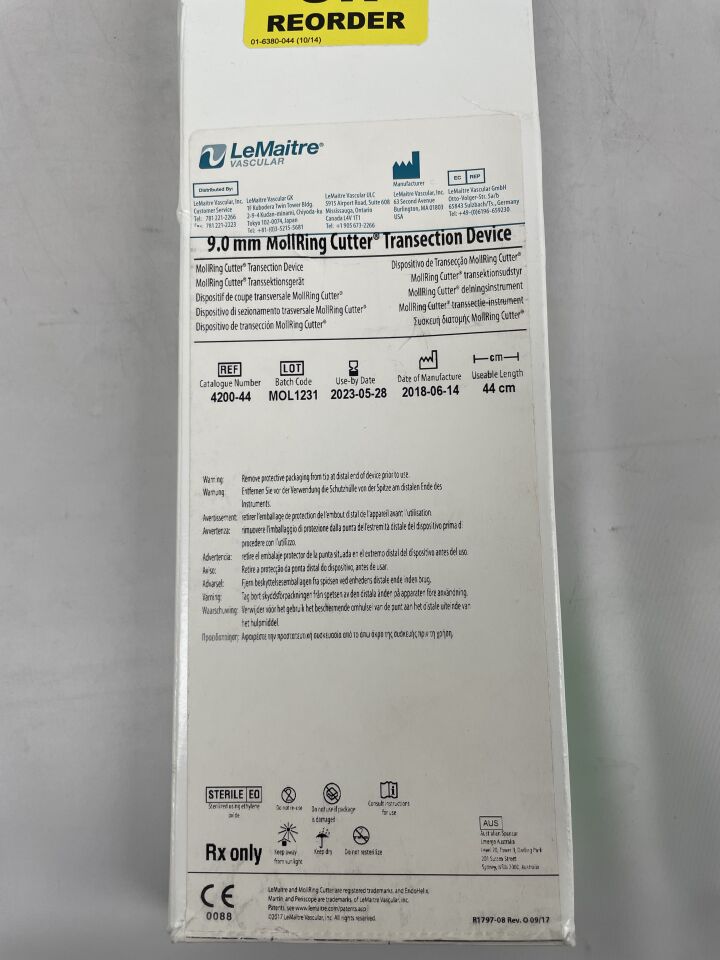 4200-44 - LEMAITRE VASCULAR - EndoRE 9mm MollRing Cutter Transection Device, (BX/1) - ( Expiry Date: 2023-05-28 )