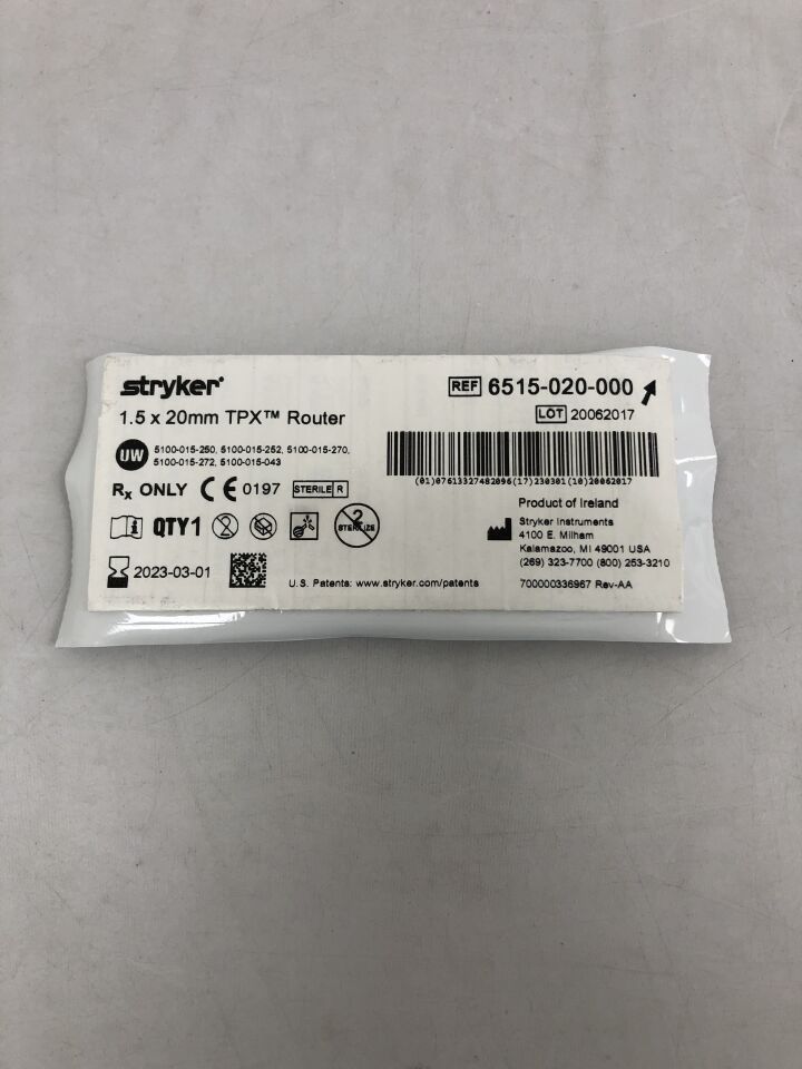 6515-020-000 - STRYKER - TPX Router, 1.5mm X 20mm, (EA) - ( Expiry Date: 2023-03-01 )