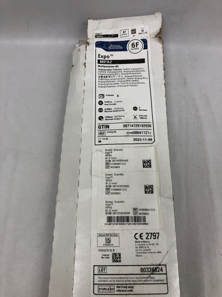 08641121 - BOSTON SCIENTIFIC - Expo MPA2 Multipurpose A2 Angiographic Catheter, 6F, (BX/5) - ( Expiry Date: 2023-11-08 )
