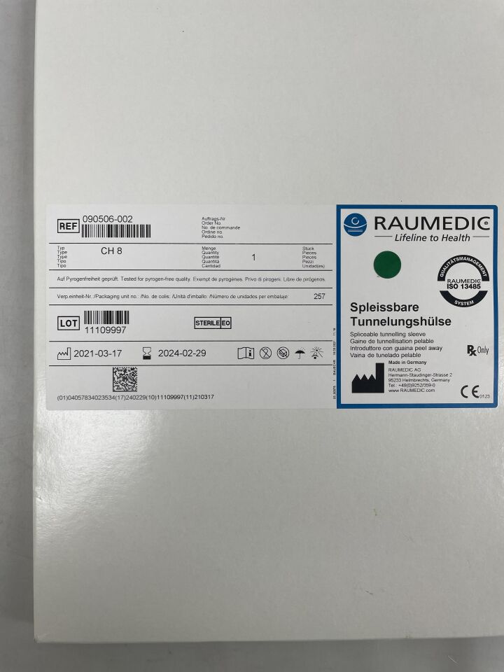 090506-002 - RAUMEDIC - Spliceable Tunnelling Sleeve, (BX/1) - ( Expiry Date: 2024-02-29 )