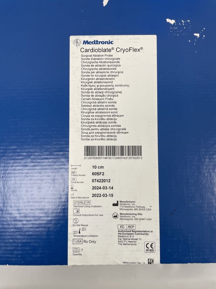 60SF2 - MEDTRONIC - cardioblate cryoflex 10cm surgical ablation probe, (BX/1) - ( Expiry Date: 2024-03-14 )