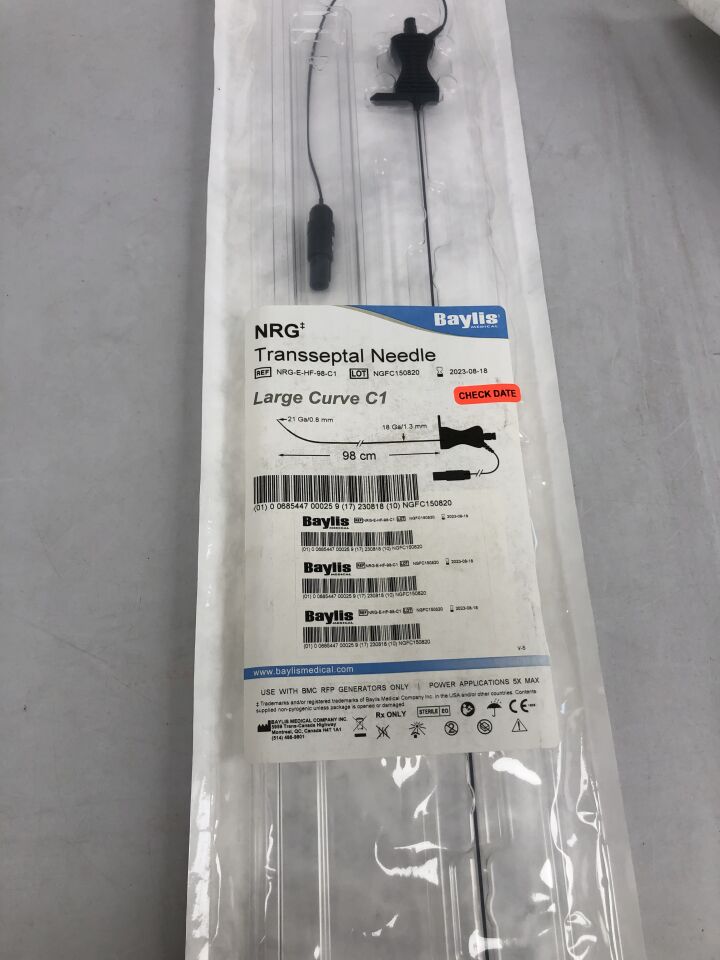 NRG-E-HF-98-C1 - BAYLIS MEDICAL - NRG Transseptal Needle, Large Curve C1, 98cm length, 21G-18G, (EA) - ( Expiry Date: 2023-08-18 )