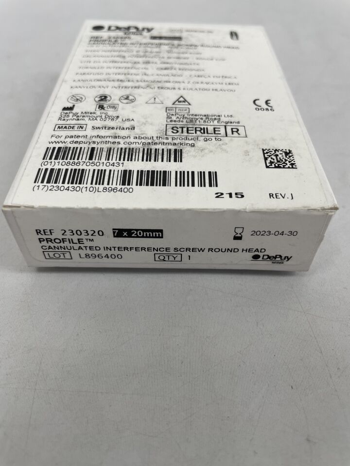 230320 - DEPUY - PROFILE CANNULATED INTERFERENCE SCREW ROUND HEAD 7 x 20mm, (BX/1) - ( Expiry Date: 2023-04-30 )