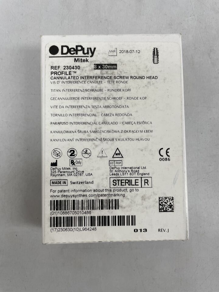 230430 - DEPUY - PROFILE CANNULATED INTERFERENCE SCREW ROUND HEAD 8 x 30mm, (BX/1) - ( Expiry Date: 2023-06-30 )