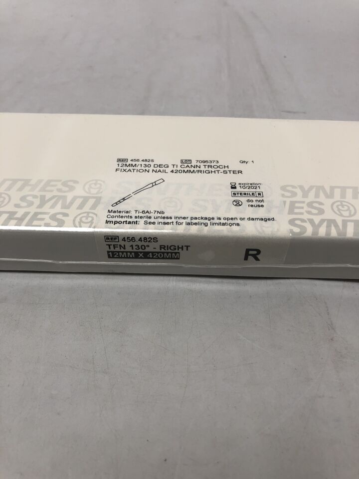 456.482S - SYNTHES - 130 Degree Titanium Cannulated Troch Fixation Nail, 12mm X 420mm, Right, (BX/1) - ( Expiry Date: 2021-10-31 )