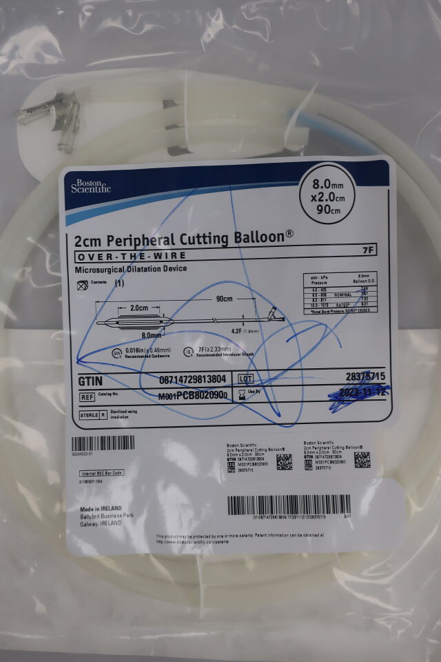 PCB802090 - BOSTON SCIENTIFIC - Peripheral Cutting Balloon Microsurgical Dilatation Device - OTW - 8.0mm x 2.0cm x 90cm, () - ( Expiry Date: 2023-07-19 )