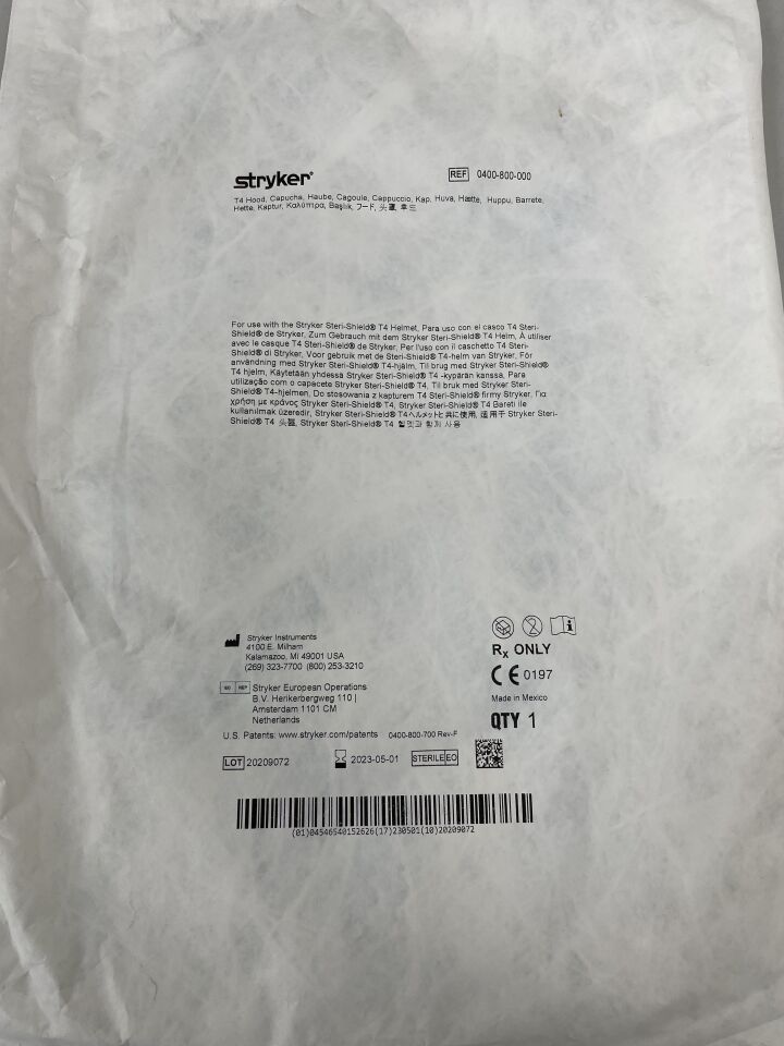 0400-800-000 - STRYKER - T4 HOOD, (EA) - ( Expiry Date: 2023-05-01 )