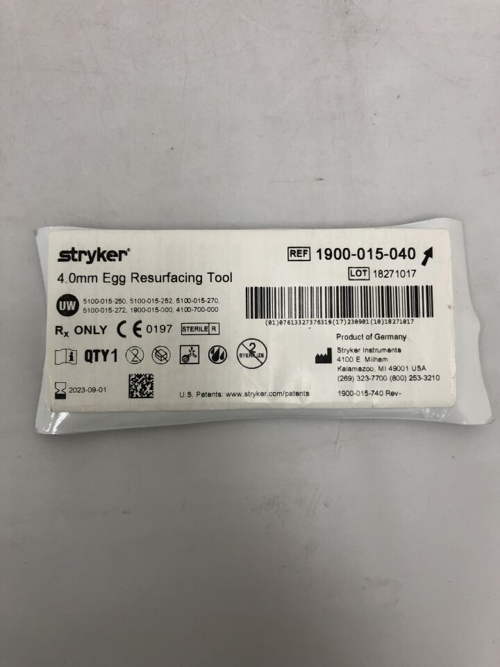 1900-015-040 - STRYKER - Egg Resurfacing Tool, 4mm, () - ( Expiry Date: 2023-09-01 )