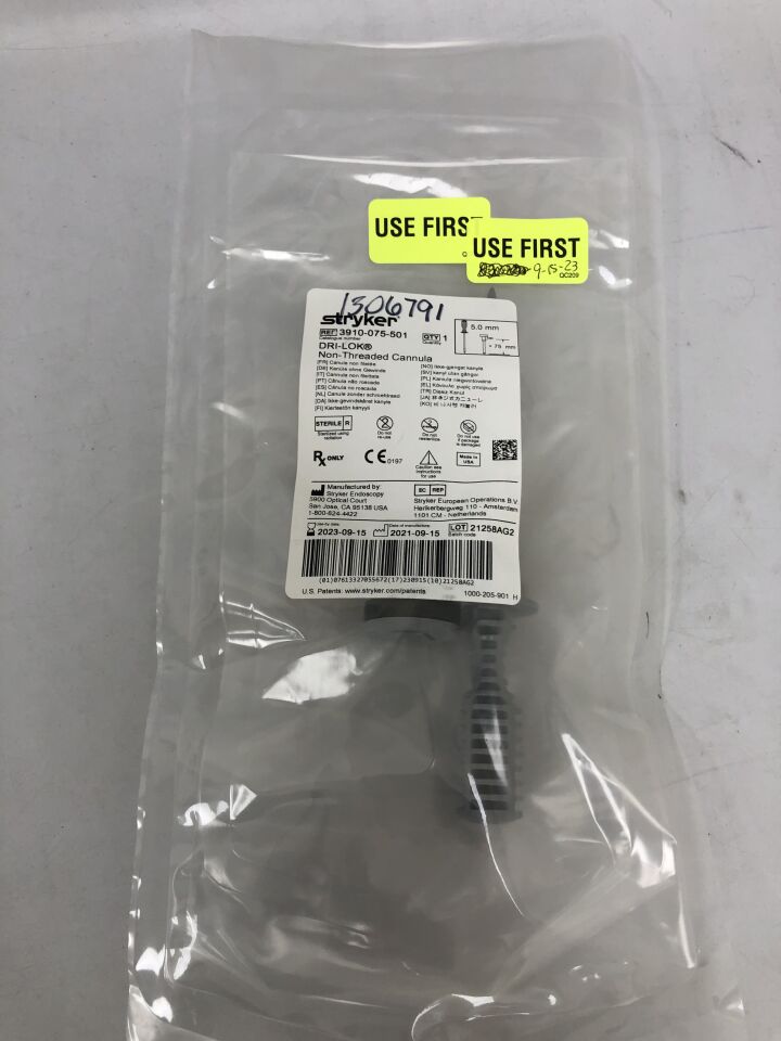 3910-075-501 - STRYKER - Dri-Lok Cannula, 5mm x 75mm Non-Threaded, (EA) - ( Expiry Date: 2023-09-15 )