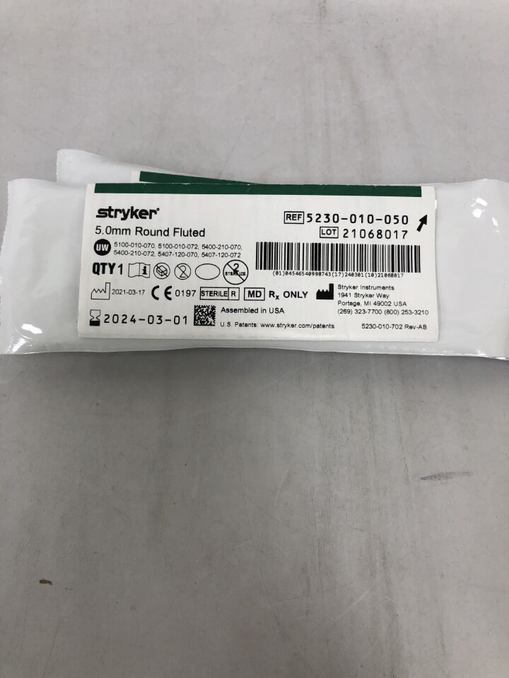 5230-010-050 - STRYKER - Round Fluted Bur, 5.0mm, (EA) - ( Expiry Date: 2024-03-01 )