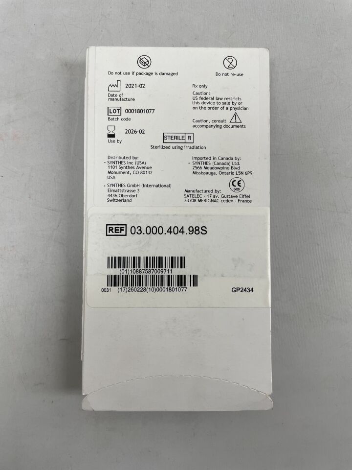 03.000.404.98S - SYNTHES - Saw, 17.8 x 15.2 x 4 x 0.6 mm, Right Version , ( EA ) - ( Expiry Date : 2026-02-01 )