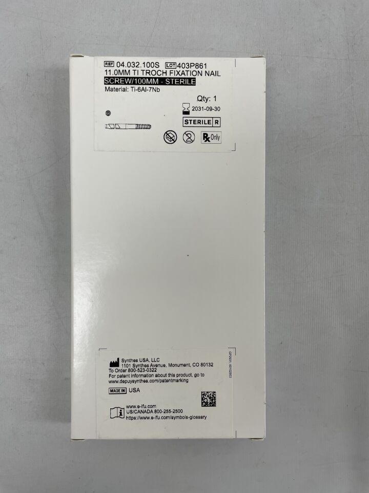 04.032.100S - SYNTHES - 11.0mm ti troch fixation nail screw/100mm - sterile, (EA) - ( Expiry Date: 2031-09-30 )