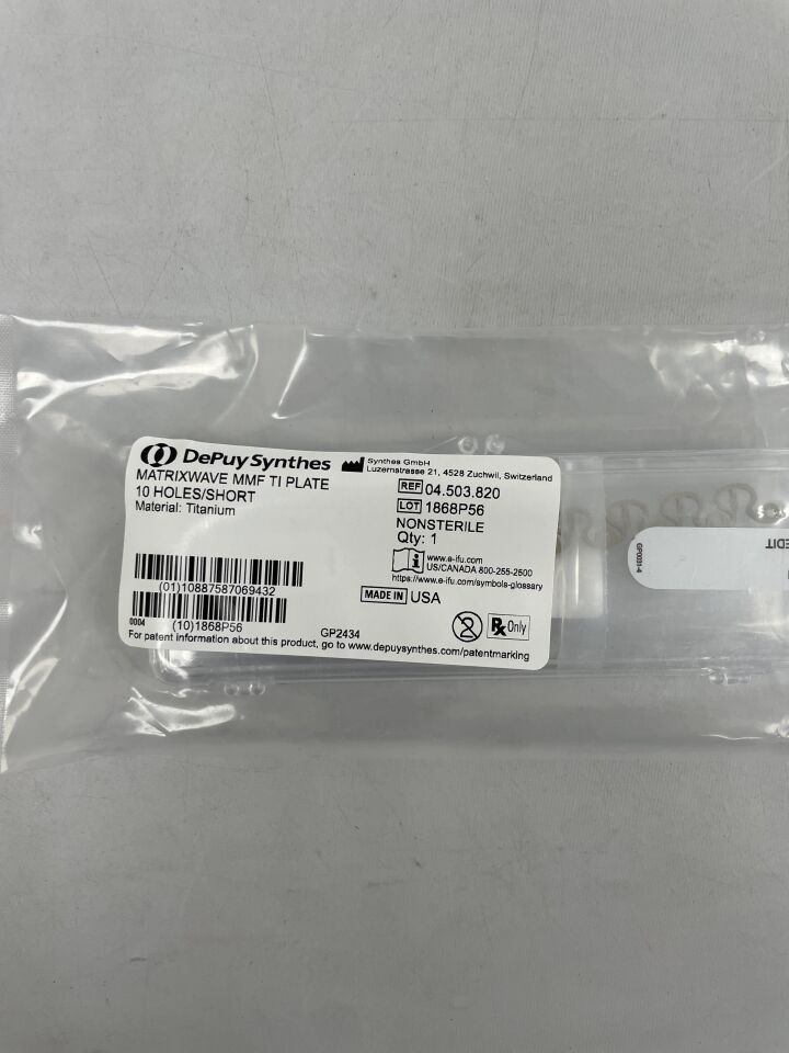 04.503.820 - SYNTHES - matrixwave mmf ti plate 10 holes/short, (EA) - ( Expiry Date: 2099-12-31 )