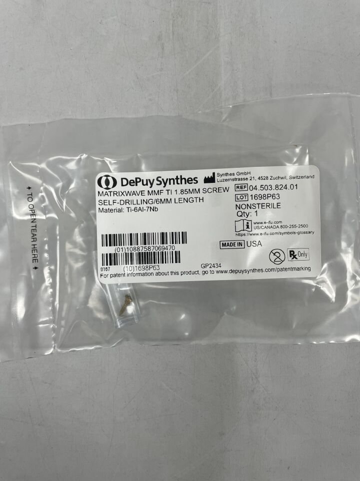 04.503.824.01 - SYNTHES - matrixwave mmf ti 1.85mm screw self-drilling/6mm length, (EA) - ( Expiry Date: 2099-12-31 )