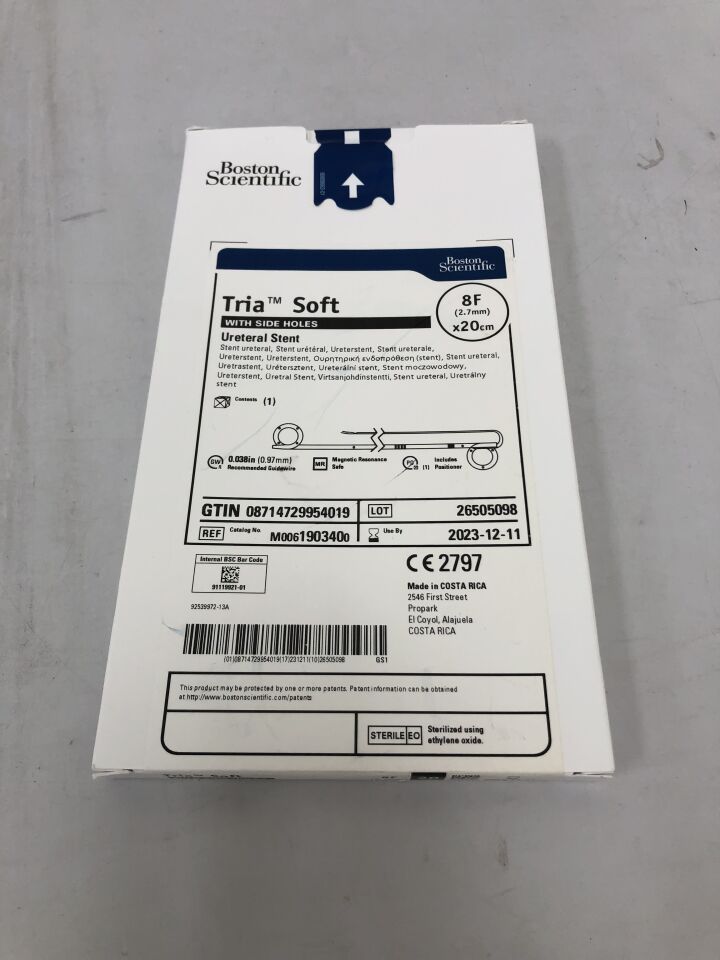190340 - BOSTON SCIENTIFIC - Tria Soft with Side Holes Ureteral Stent, 8F X 20cm, () - ( Expiry Date: 2023-12-11 )