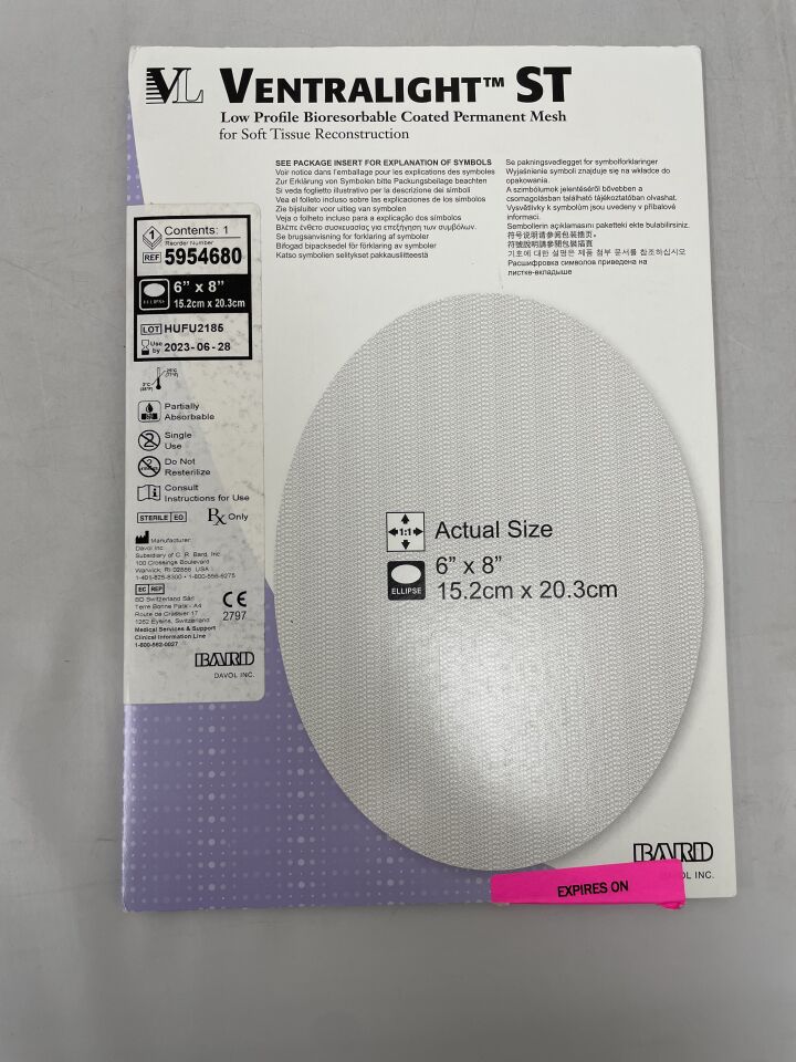 5954680 - BARD - ventralight st mesh, ellipse 6" x 8", (EA) - ( Expiry Date: 2023-06-28 )