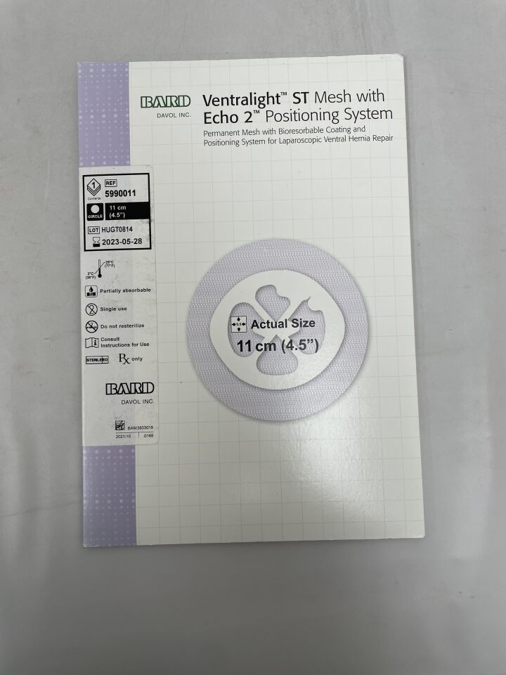 5990011 - BARD - ventralight st mesh with echo 2 ps: 4.5" circle, (EA) - ( Expiry Date: 2023-05-28 )