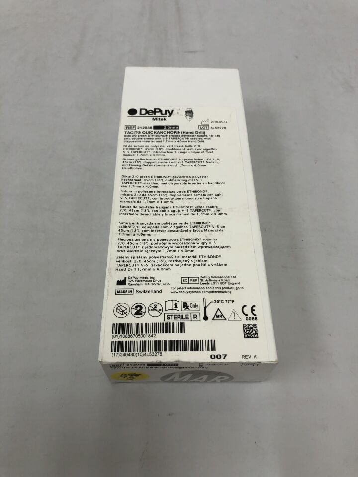 212036 - DEPUY - QuickAnchor Suture Anchor with Hand Drill, 2 mm Size, (BX/1) - ( Expiry Date: 2024-04-30 )