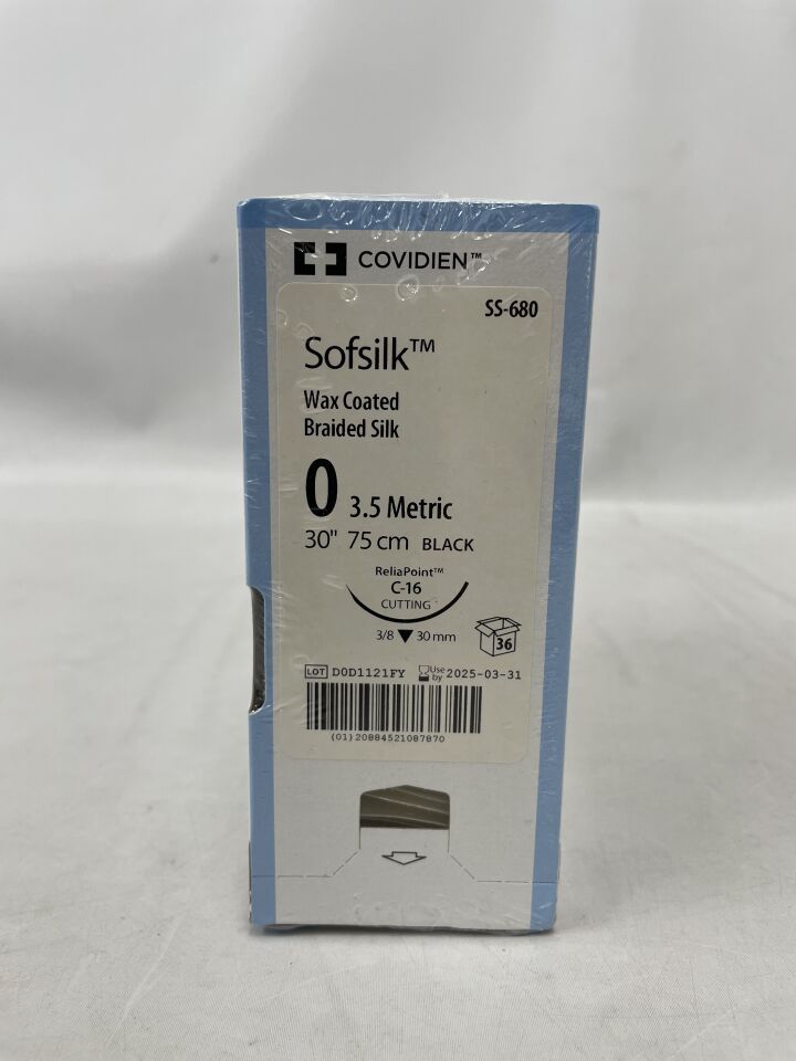 SS-680 - COVIDIEN - 0 美敦力 Sofsilk 黑色 30 英寸 C-16 切割,(BX/36)-(有效期:2025-03-31)