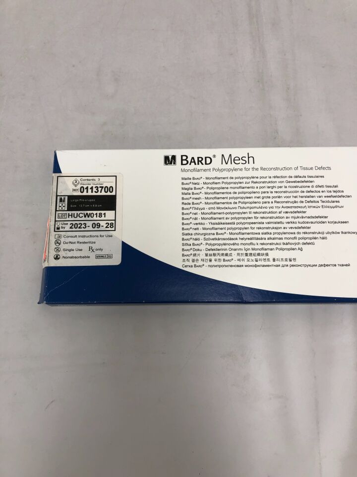 113700 - BARD - Mesh Large Pre-Shaped 6cm x 13.7cm, (BX/1) - ( Expiry Date: 2023-09-28 )