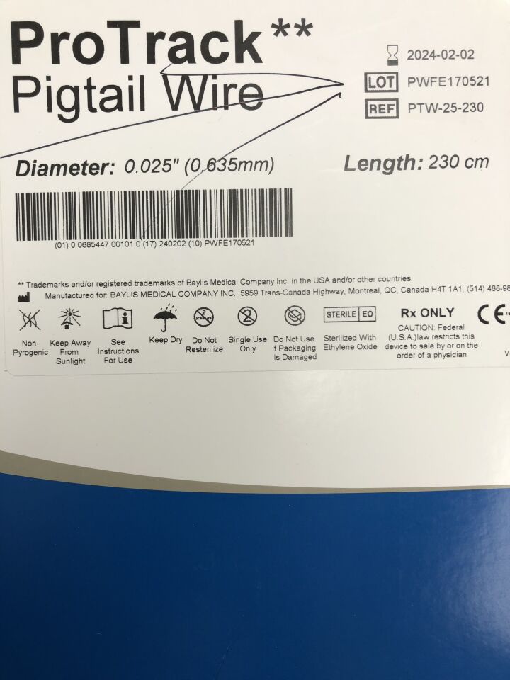 PTW-25-230 - BAYLIS MEDICAL - ProTrack Pigtail Wire, (BX/1) - ( Expiry Date: 2024-02-02 )
