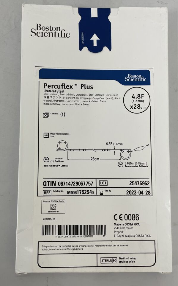 175254 - BOSTON SCIENTIFIC - Percuflex Plus Ureteral Stent, 4.8F x 28cm, (EA) - ( Expiry Date: 2023-04-28 )
