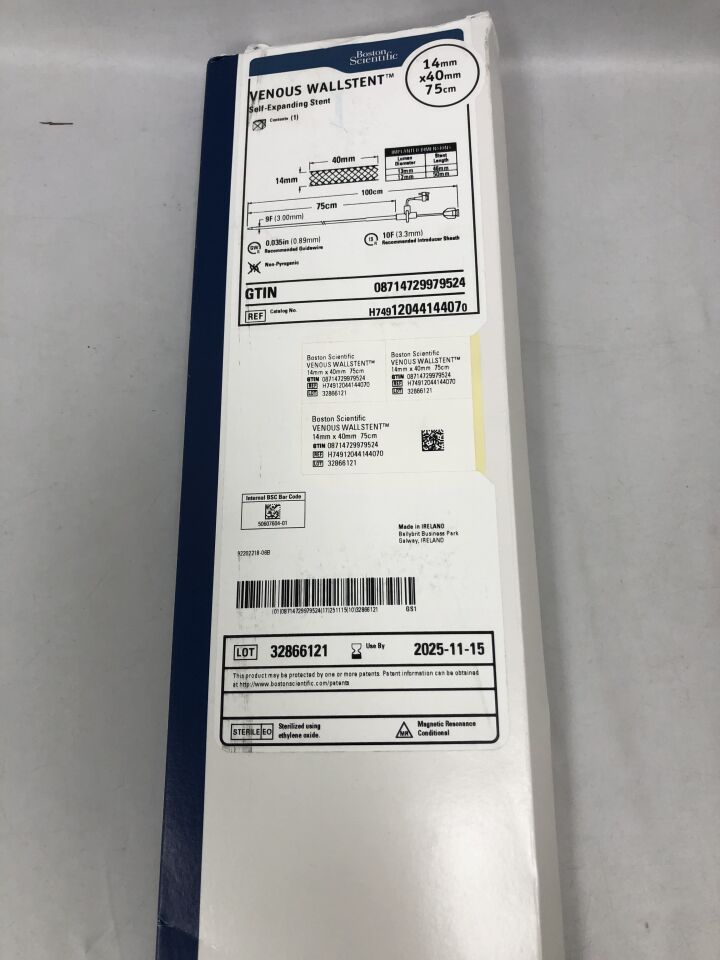 1204414407 - BOSTON SCIENTIFIC - Venous Wallstent, Self-Expanding, 14mm X 40mm X 75cm , ( BX/1 ) - ( Expiry Date : 2025-11-15 )