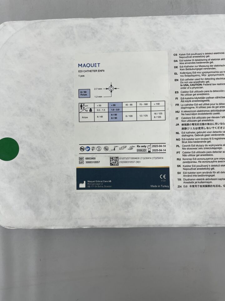 6883900 - MAQUET - EDI Catherter ENFit, 8Fr x 50cm, 2.7mm , ( EA ) - ( Expiry Date : 2025-04-14 )