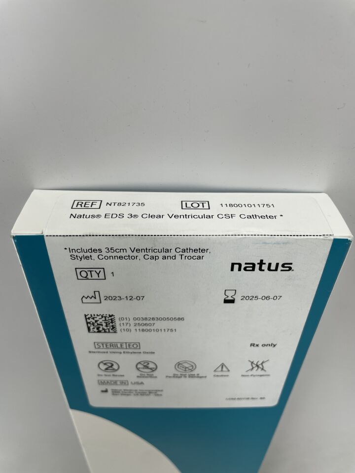 NT821735 - NATUS - EDS 3 透明腦室腦脊髓液導管,35厘米,(BX/1)-(有效期:2025-06-07)