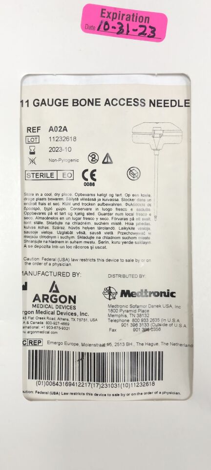 A02A - ARGON - Bone Access Needle, 11 Gauge, (BX/1) - ( Expiry Date: 2023-10-31 )