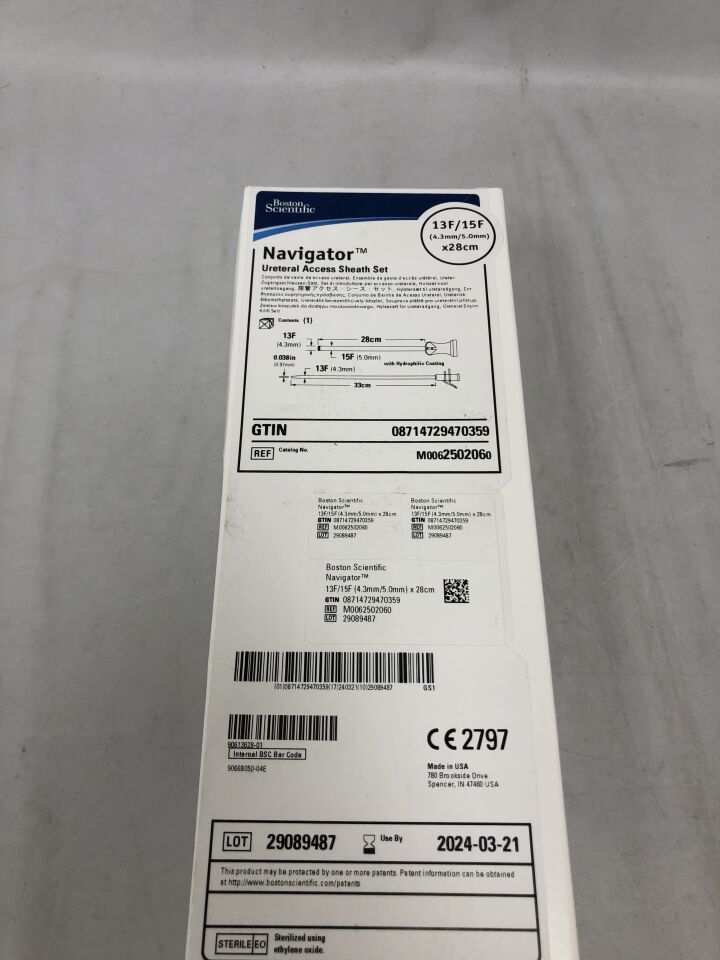 250206 - BOSTON SCIENTIFIC - Navigator Ureteral Access Sheath Set, 13F X 28cm, (BX/1) - ( Expiry Date: 2024-03-21 )